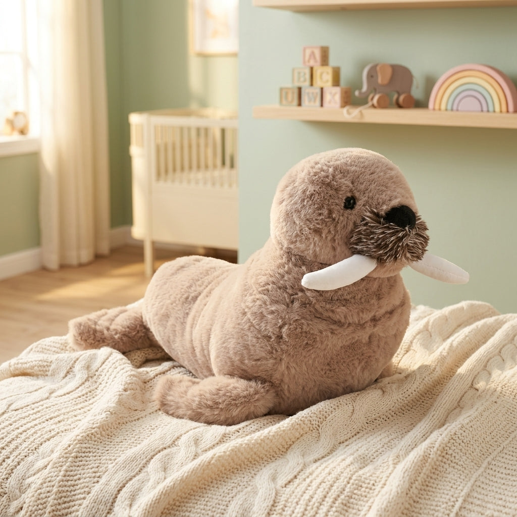Walter The Plush Brown Walrus Glow In The Dark Teeth 30 cm