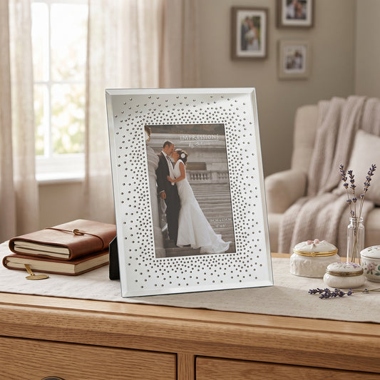 Wedding Mirror Frame Starburst Crystals - 4" x 6"