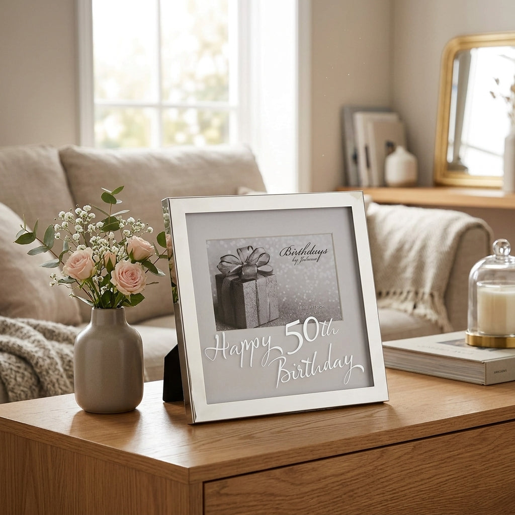 Milestones Box Frame 6 x 4 Mirror Print - 50th