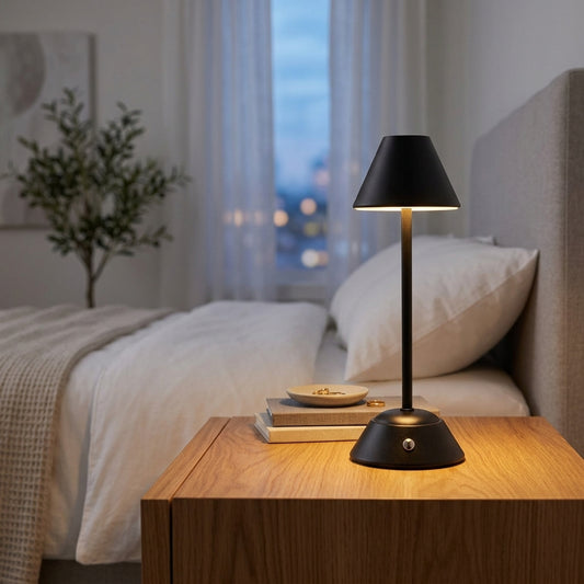 Hestia Matt Black USB LED Touch Table Lamp  - Medium