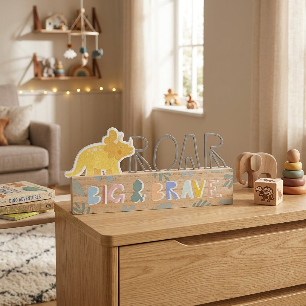 Petit Cheri Dinosaur Plaque -  Roar "Big & Brave"
