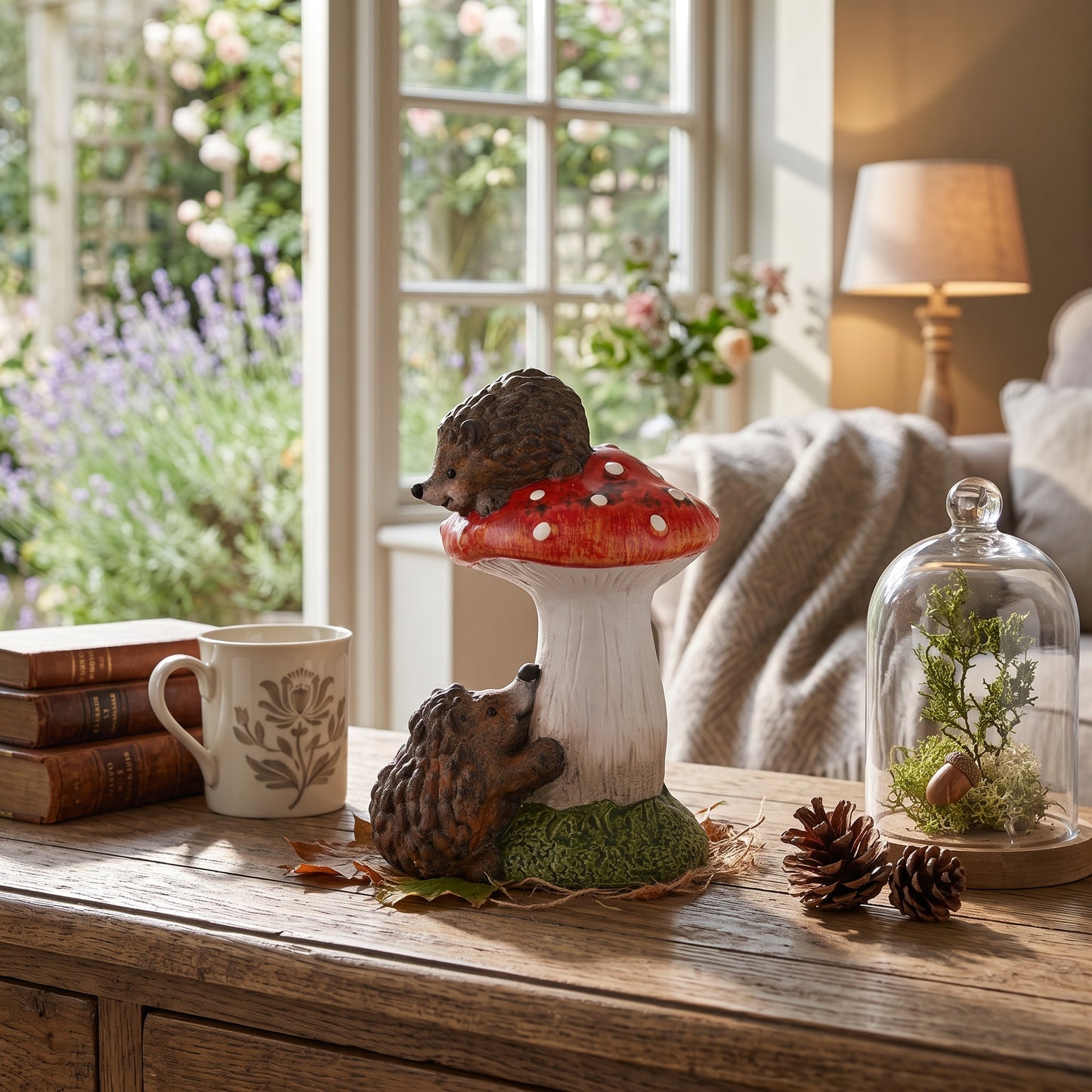 Country Living 2 Hedgehogs On A Toadstool