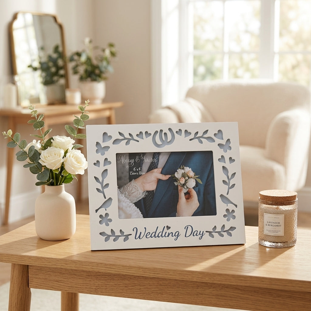 Always & Forever Laser Cut Photo Frame 6 x 4ins - Wedding Day