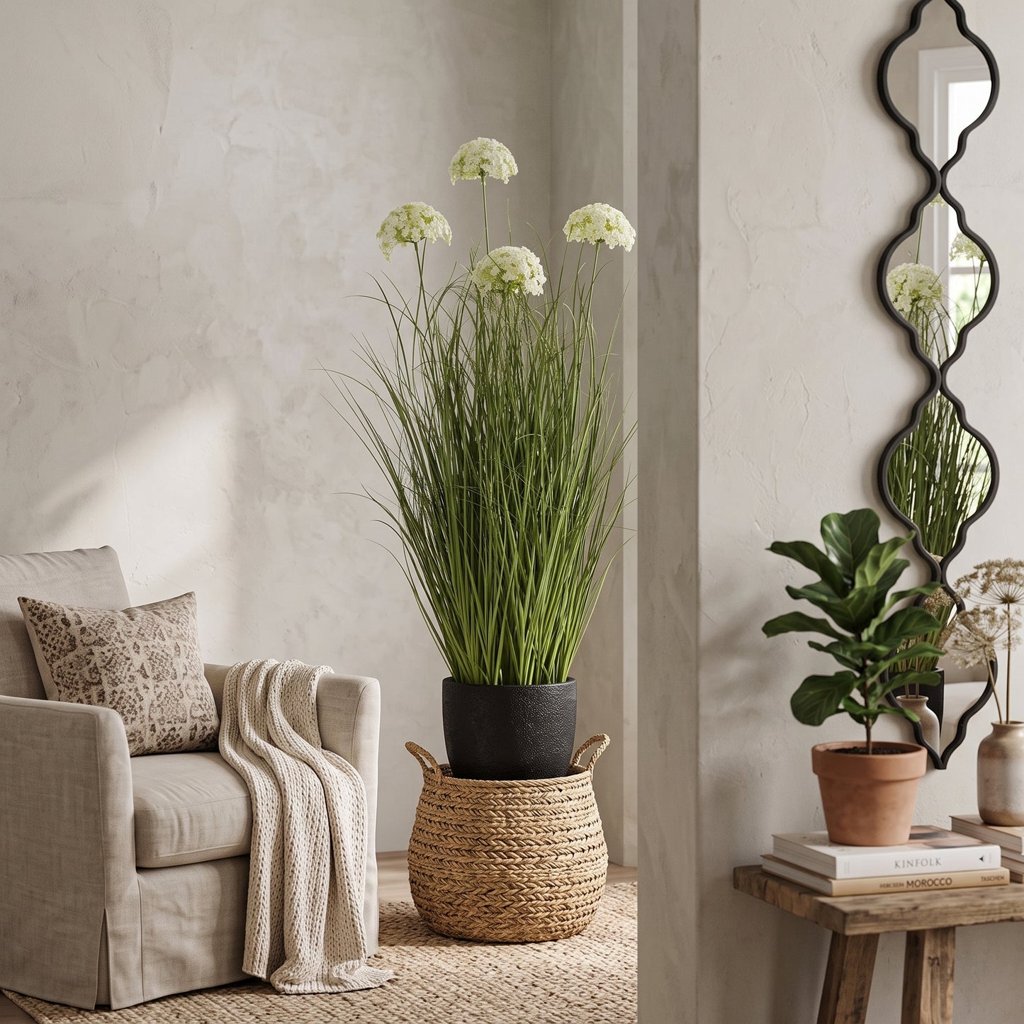 Large White Allium Plant In Pot