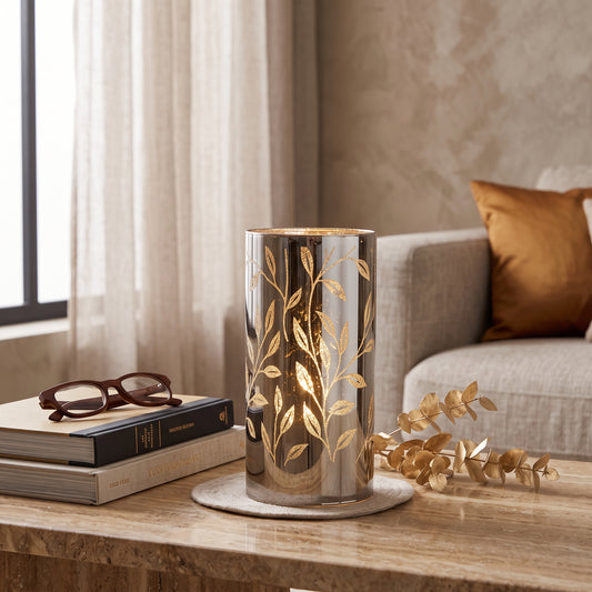 Hestia Glitter Leaf Tube Lamp 15cm