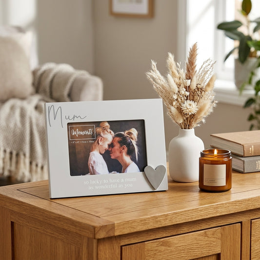Moments Wooden Photo Frame with Heart 6" x 4" - Mum