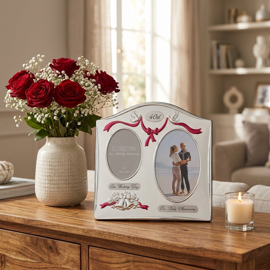 Photo Frame 2Tone S/Plated Double Anniversary - 40th