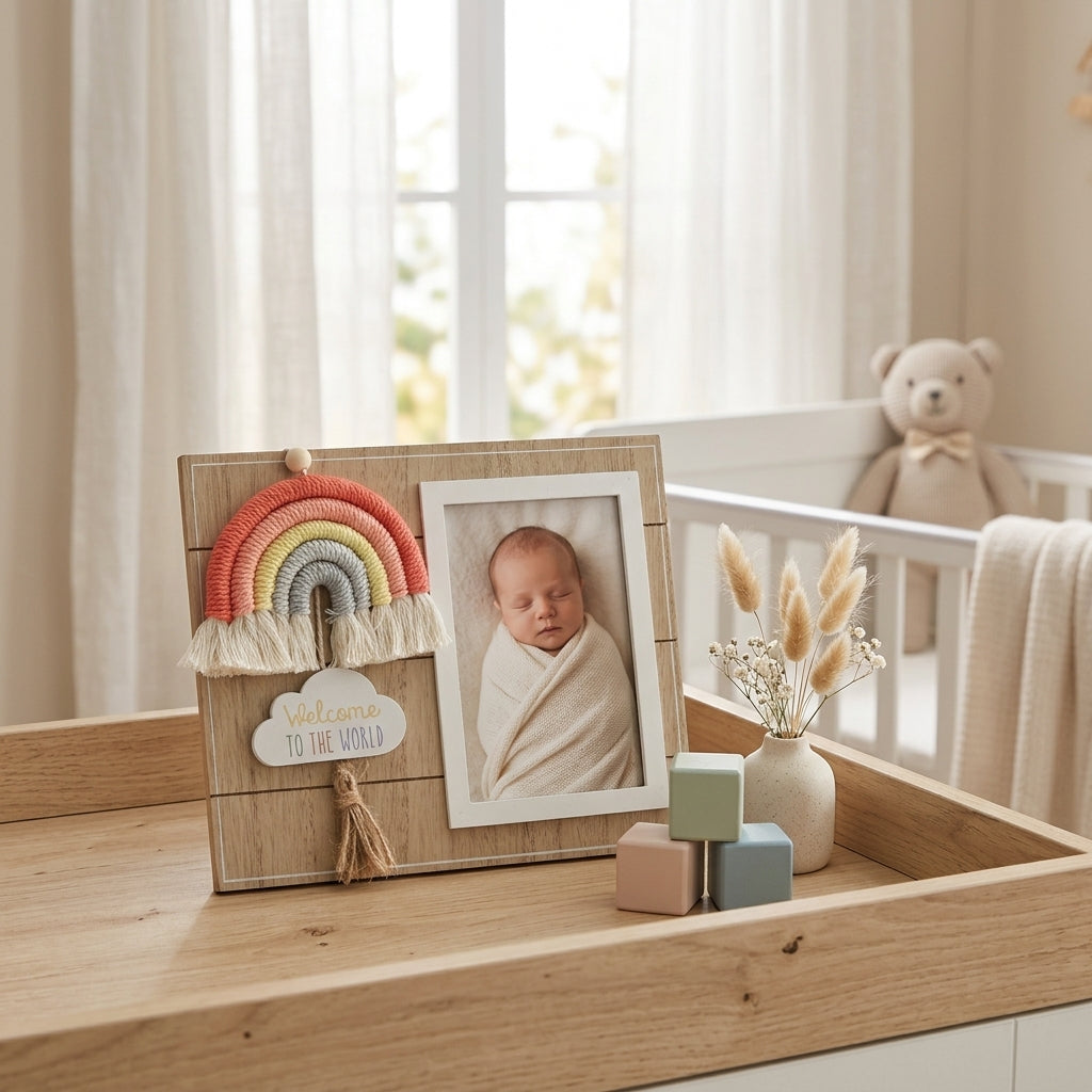 Petit Cheri Photo Frame with Macrame Rainbow 4" x 6"