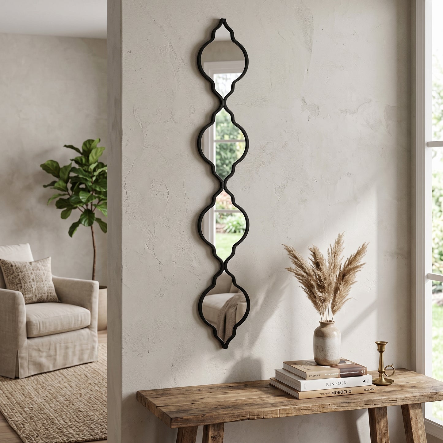 Black Quarterfoil Decorative Hanging Mirror