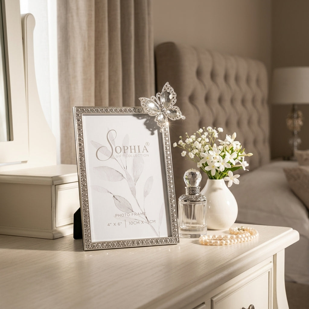 Sophia Crystal Photo Frame with Butterfly 4" x 6"