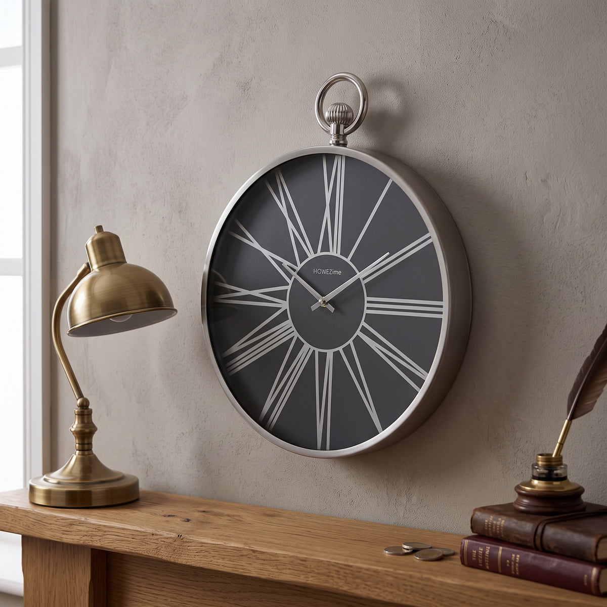 Hometime Silver Aluminium Wall Clock 32cm
