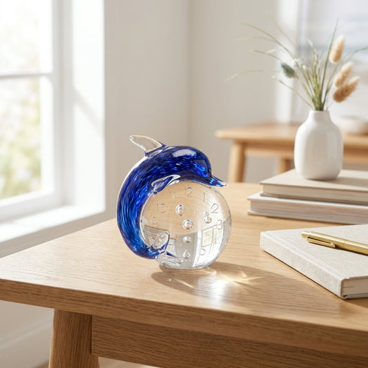 Objets d'art Blue Glitter Dolphin Paper Weight