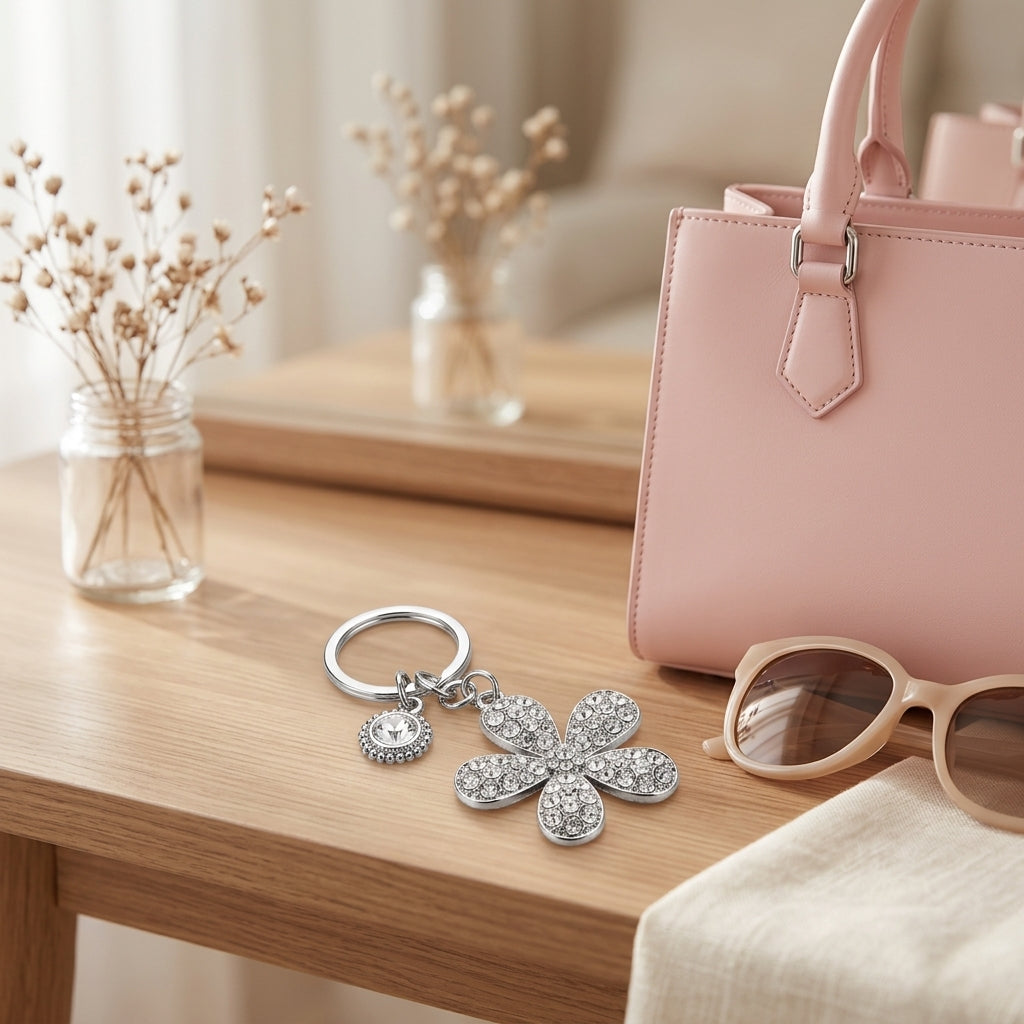 Sophia Classic Crystal Flower Keyring