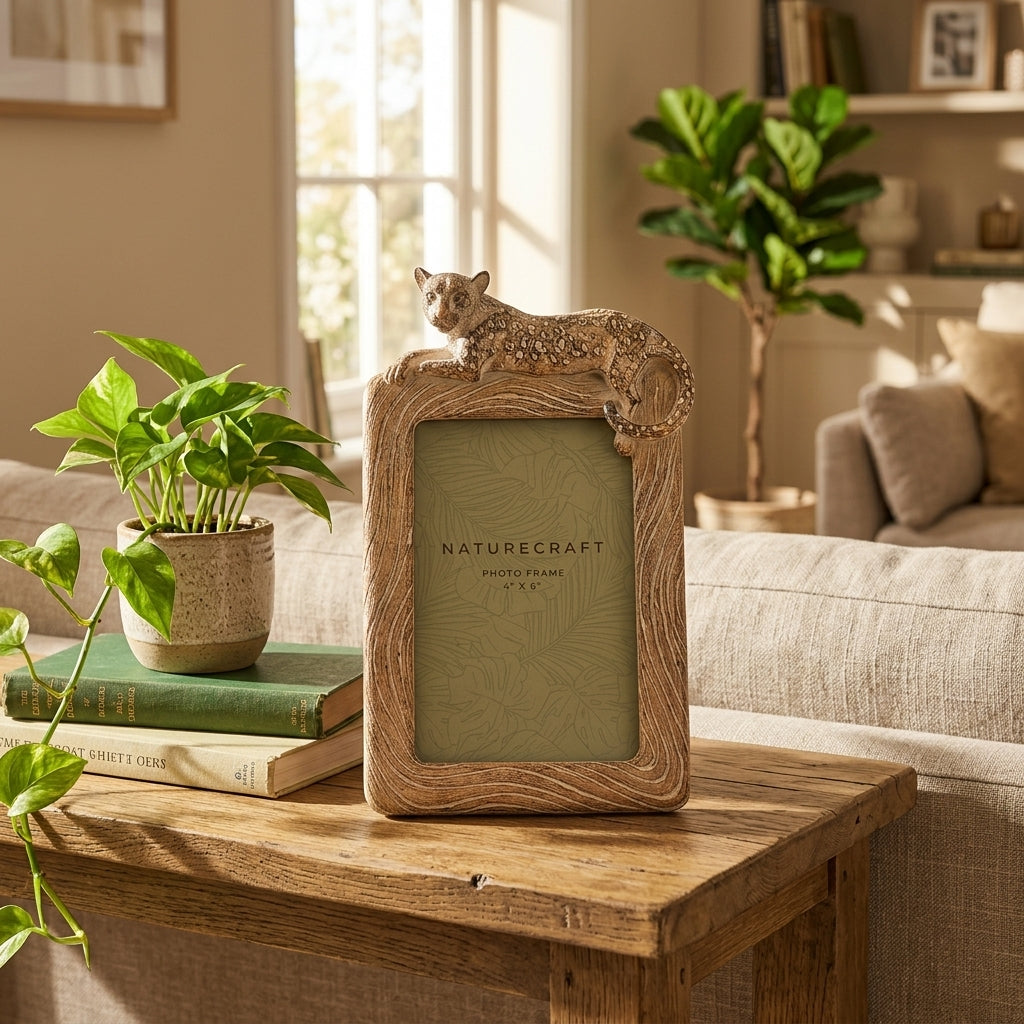 Naturecraft Wood Effect Cheetah Photo Frame 4" x 6"