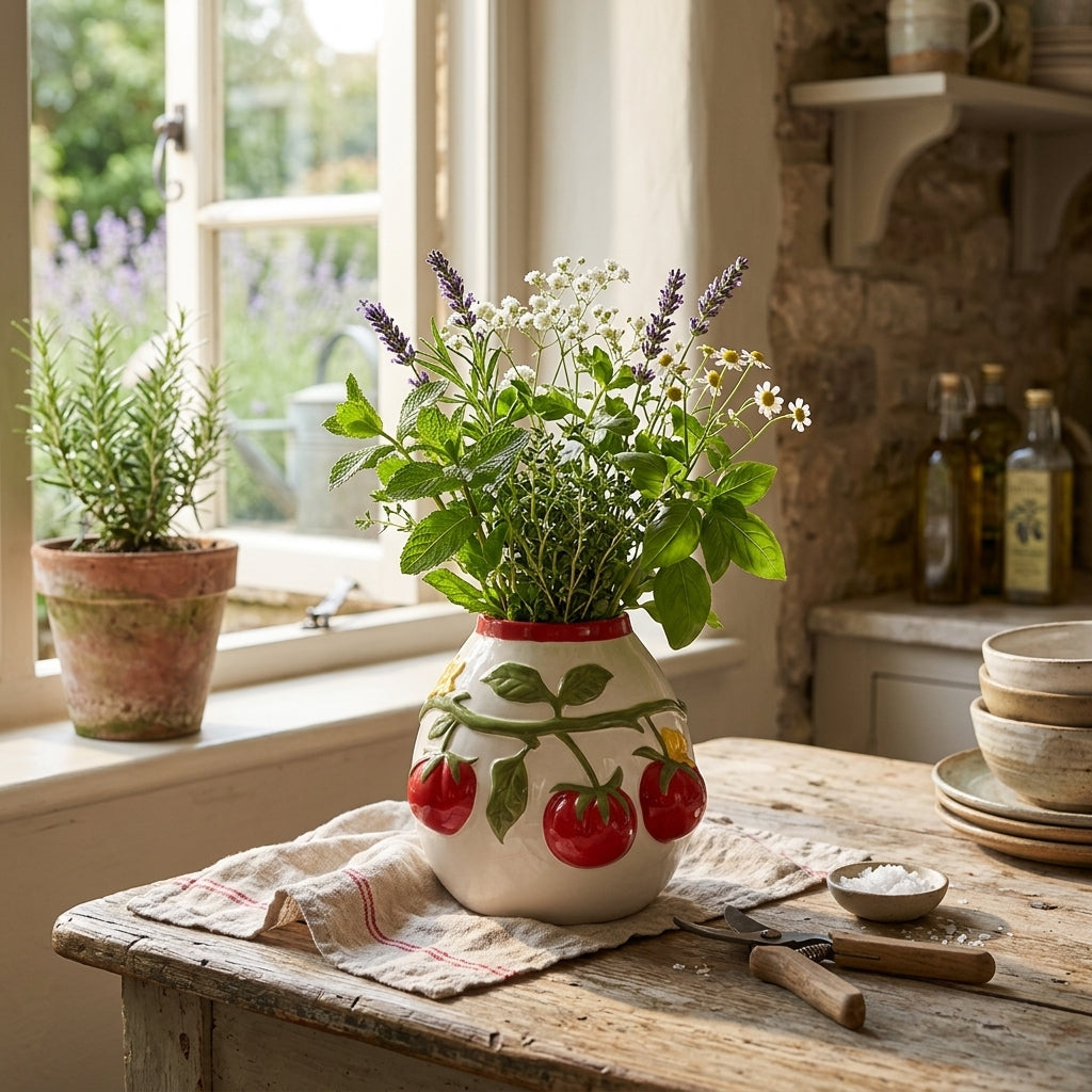 The Cottage Garden Handpainted Embossed Tomato Vase - Small