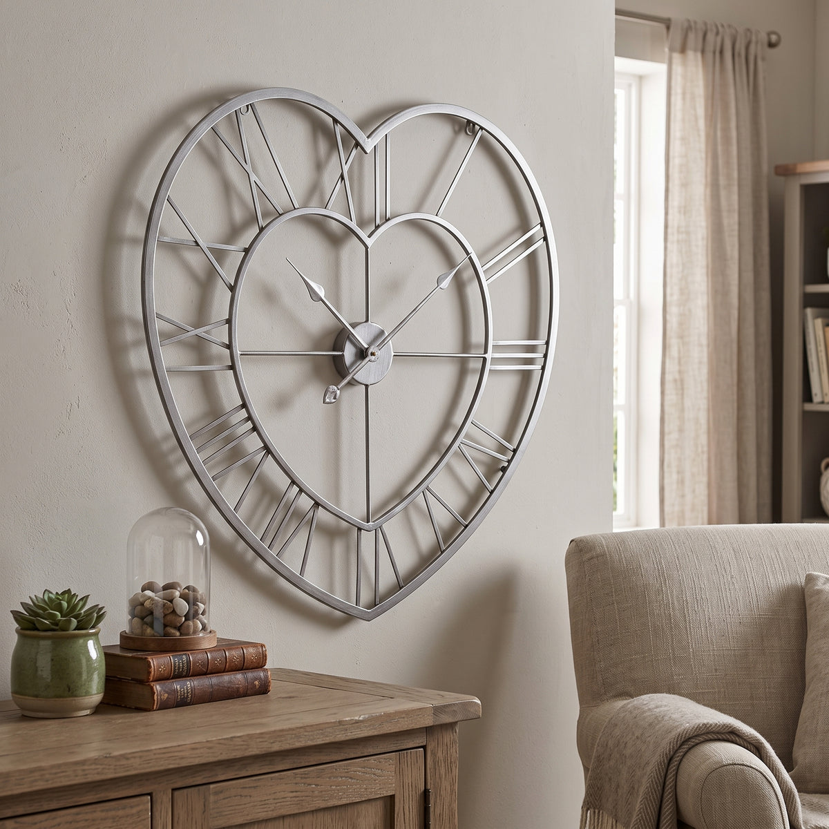 Hometime Metal Heart Shaped Wall Clock