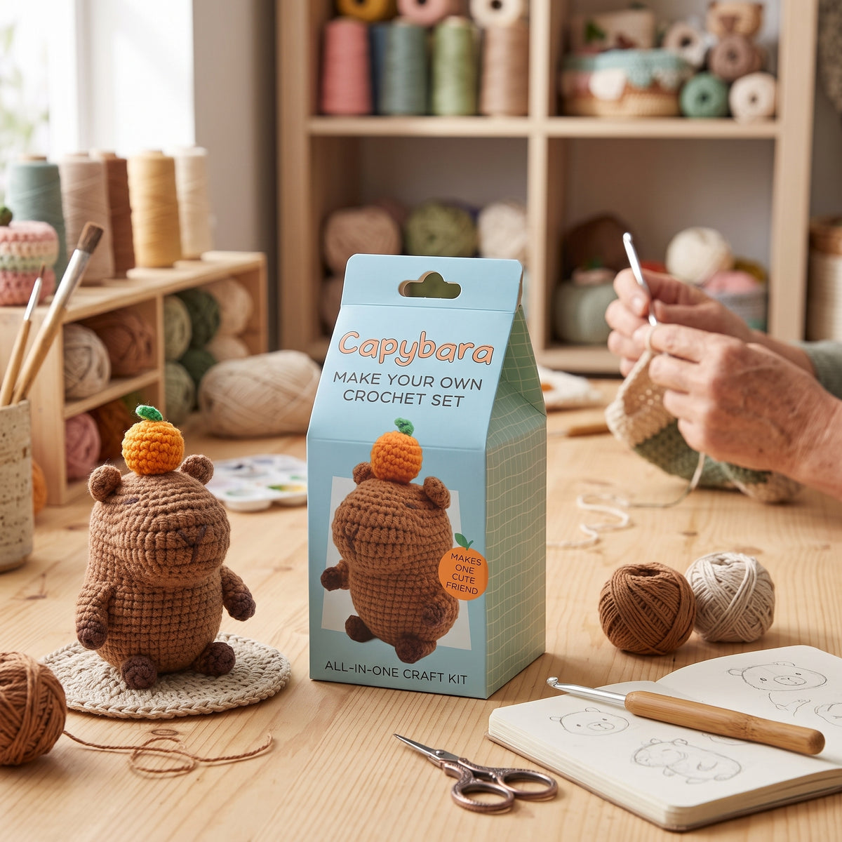 The Feel Good Club Capybara Make Your Own Crochet Set