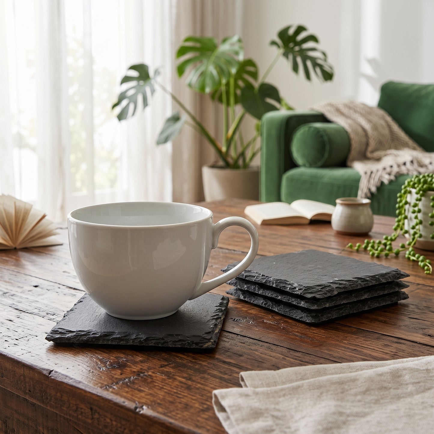 Set of Four Square Slate Coasters