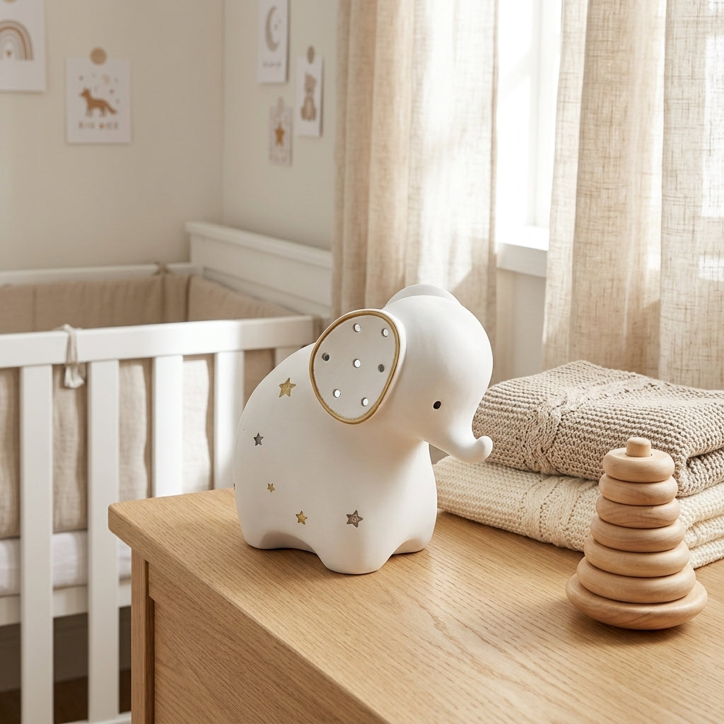 Bambino White Resin Money Box - Elephant