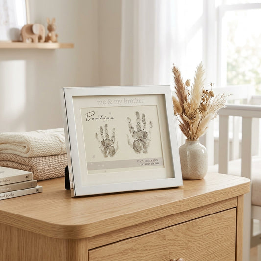Bambino Silver col. Hand Print Frame  Me & My Brother 7"x5"