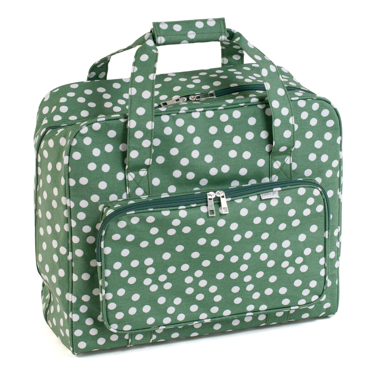Sewing Machine Bag: Matt PVC: Khaki Spot: Item size: (d/w/h) 20 x 44 x 38cm.