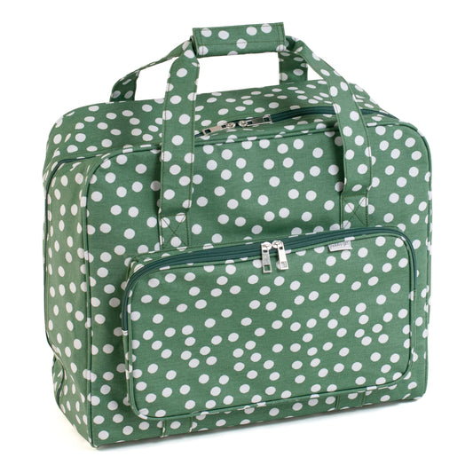 Sewing Machine Bag: Matt PVC: Khaki Spot: Item size: (d/w/h) 20 x 44 x 38cm.