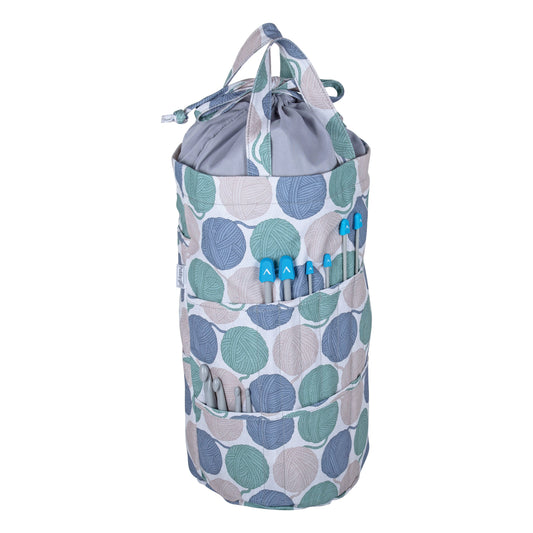 Knitting Bag: Drawstring with Outside Pockets: Yarn Balls:  Item size: (d/w/h) 15 x 41 x 19.5cm.
