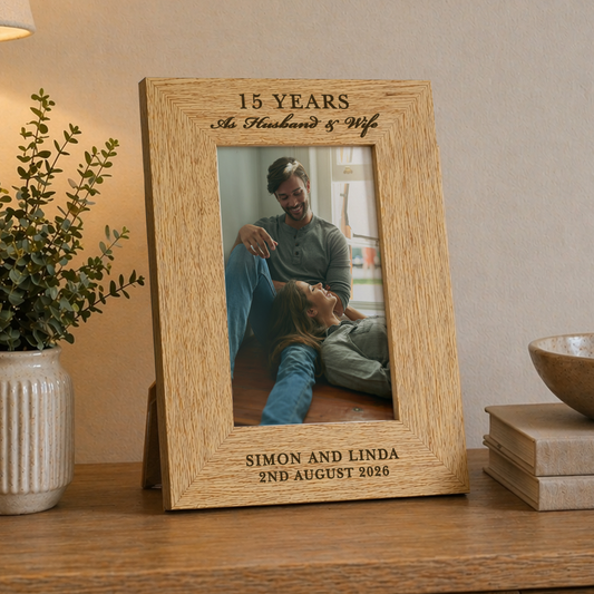 Personalised Anniversary 6x4 Wooden Photo Frame