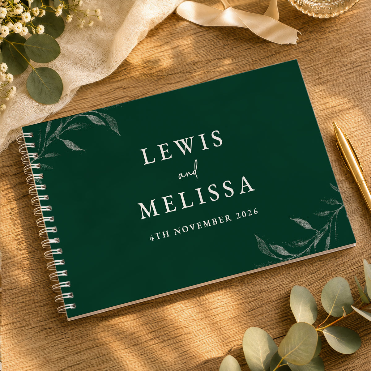 Personalised Botanical Burnt Orange Wedding Guest Book