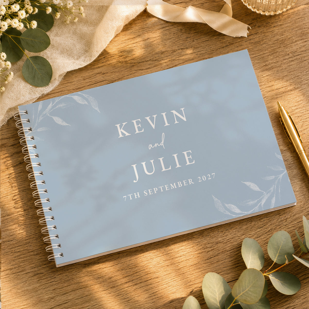 Personalised Botanical Burnt Orange Wedding Guest Book