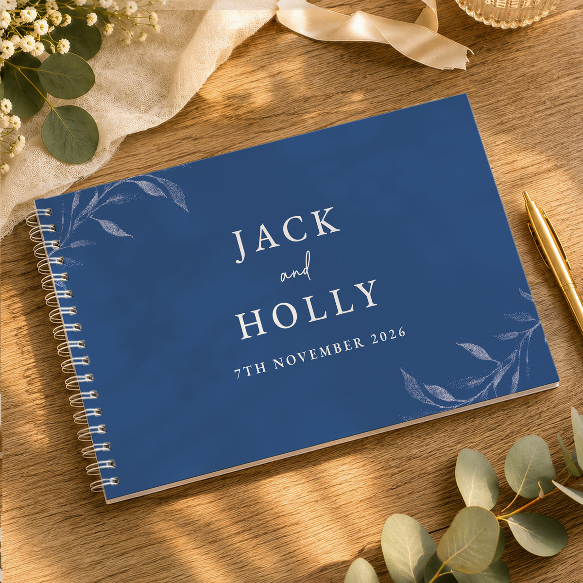 Personalised Botanical Burnt Orange Wedding Guest Book
