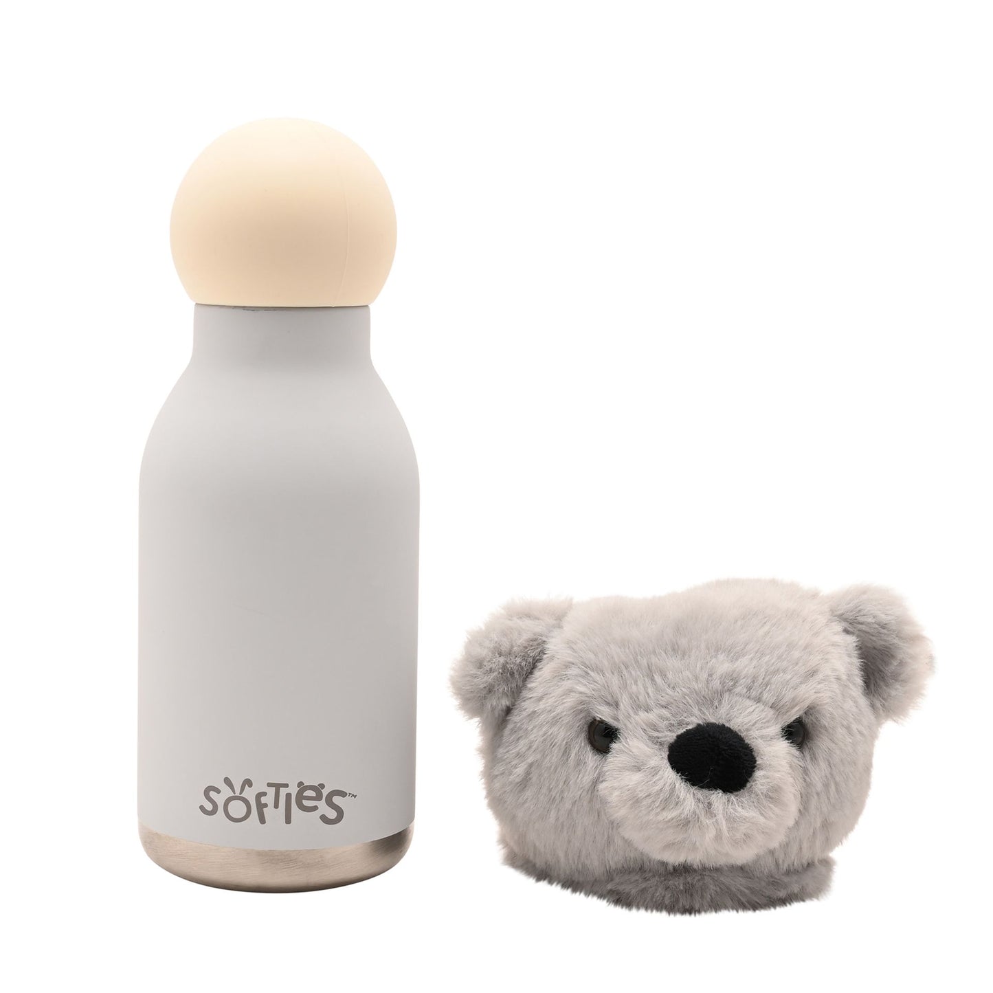 Ste The Plush Teddy Grey Stainless Steel Water Bottle 23cm / 450ml