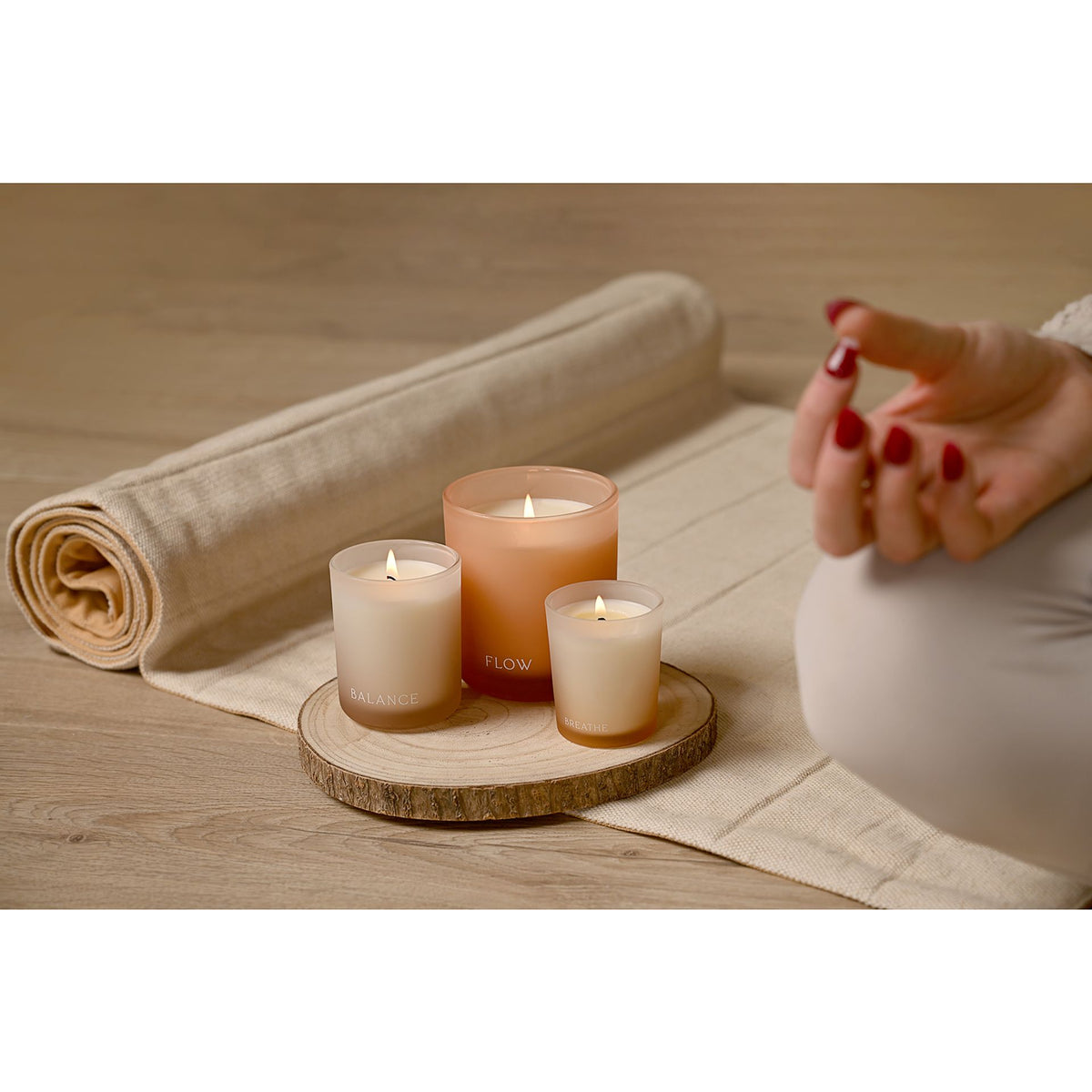 Serenity Tranquil Set of 3 Votive Candles - Flow, Balance & Breathe