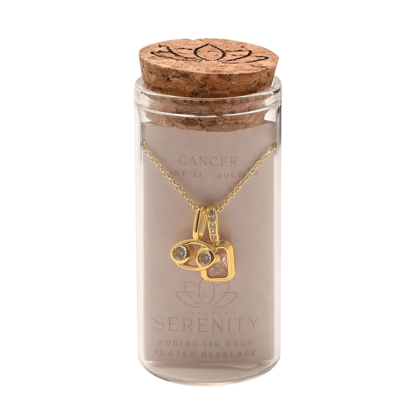 Serenity Zodiac 18k Gold Plated Necklace - Cancer