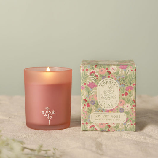 Sophia Lane Velvet Rose Floral Candle - 100g
