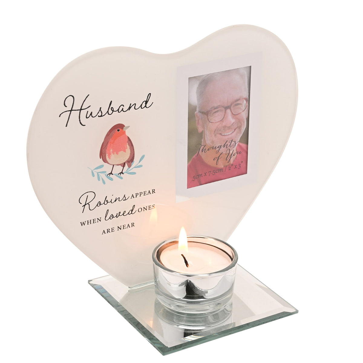 Thoughts of You Tea Light Holder with Photo - Husband