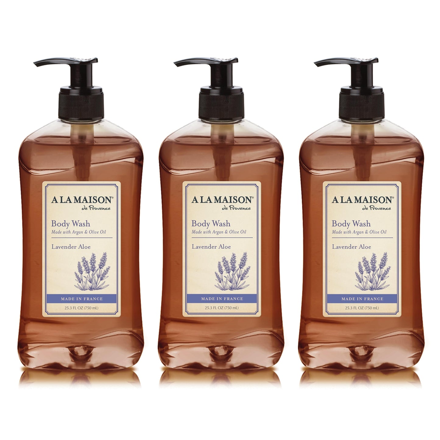 A LA MAISON Lavender Aloe Body Wash 25.36 Fl Oz, 3 Pack | French Milled, Natural Cleanser