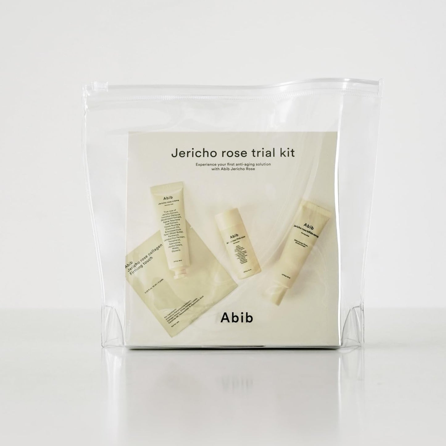 Abib Jericho Trial Kit – Travel-Ready Korean Skincare (Toner Pads, Cream, Serum) Beige