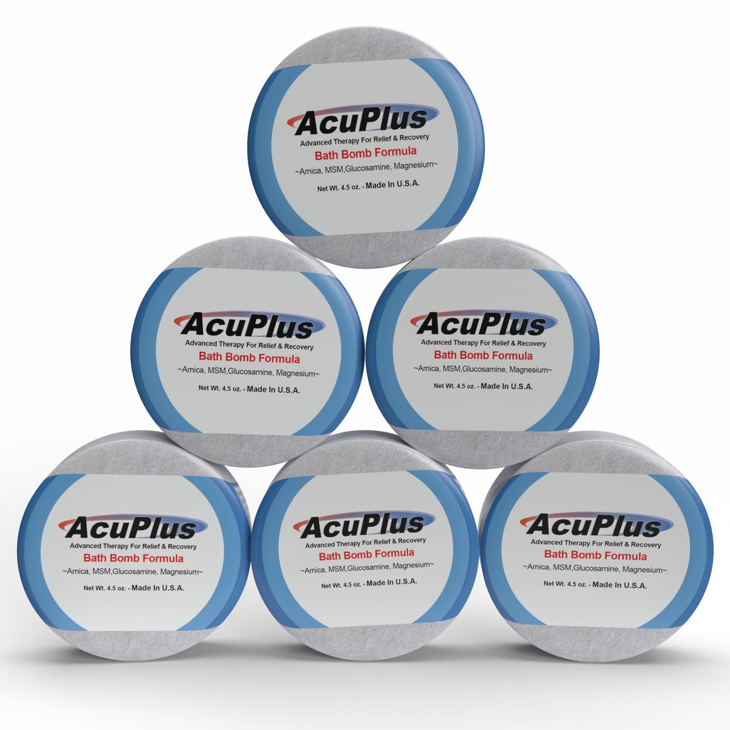 AcuPlus Bath Bombs for Sore Muscles & Joints – 6-Pack (4.5 oz each)
