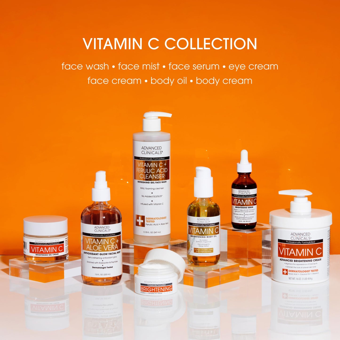 Advanced Clinicals Vitamin C Brightening Body Oil – Hydrating Glow for All Skin Types, 12 fl oz
