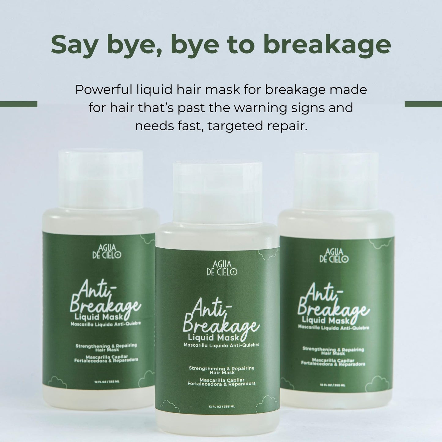 Agua de Cielo Anti Breakage Liquid Mask – Deep Hydration & Hair Repair, 12 oz