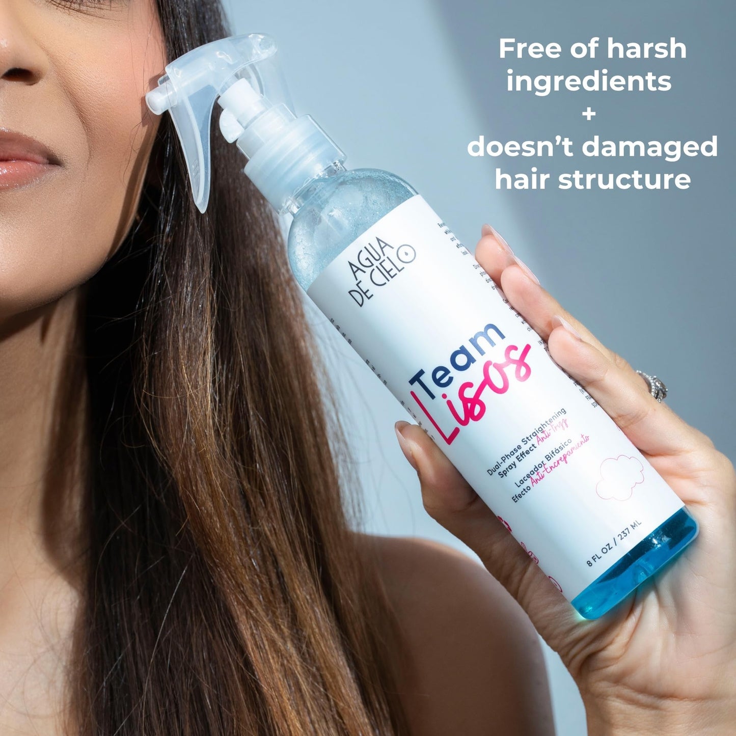 Agua de Cielo Team Lisos Hair Straightening Spray – Dual-Phase Heat Protection, Anti-Frizz
