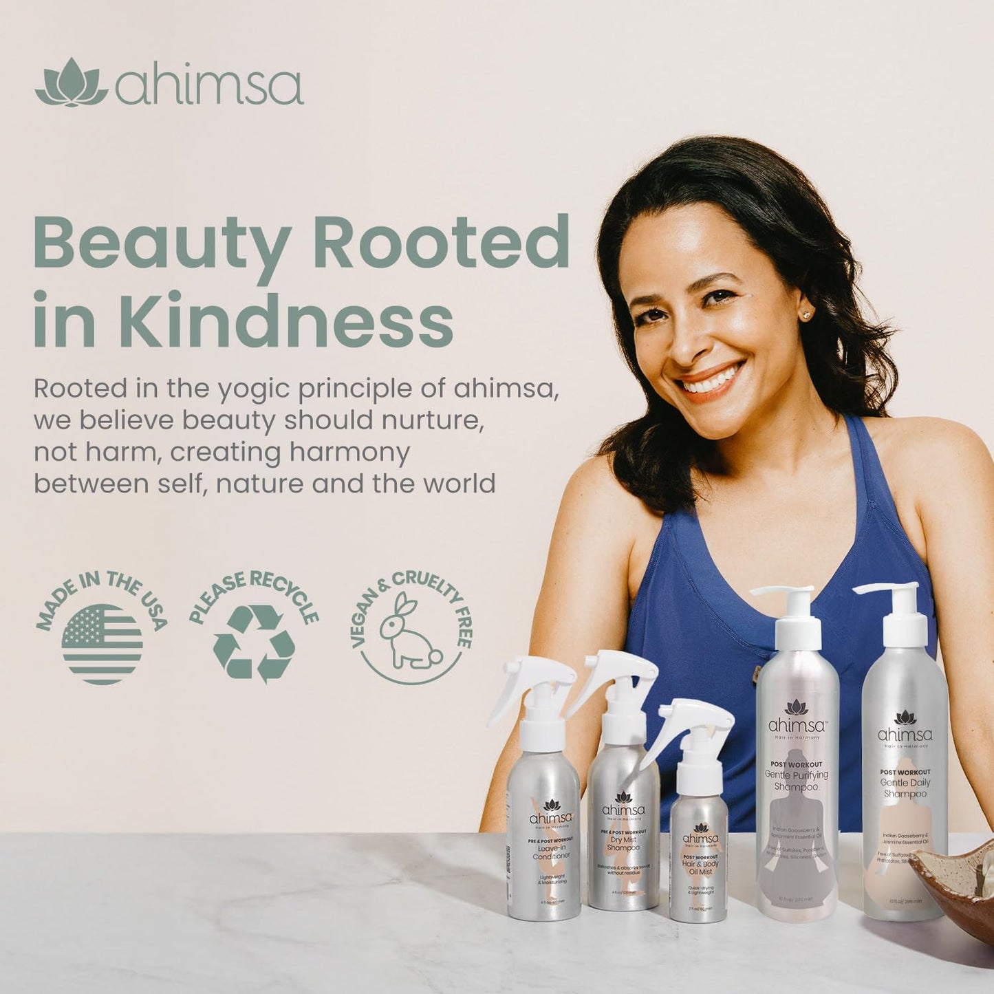 Ahimsa Gentle Daily Shampoo — Organic Hydrating Shampoo for Dry, Curly & Color Treated Hair | Made in USA