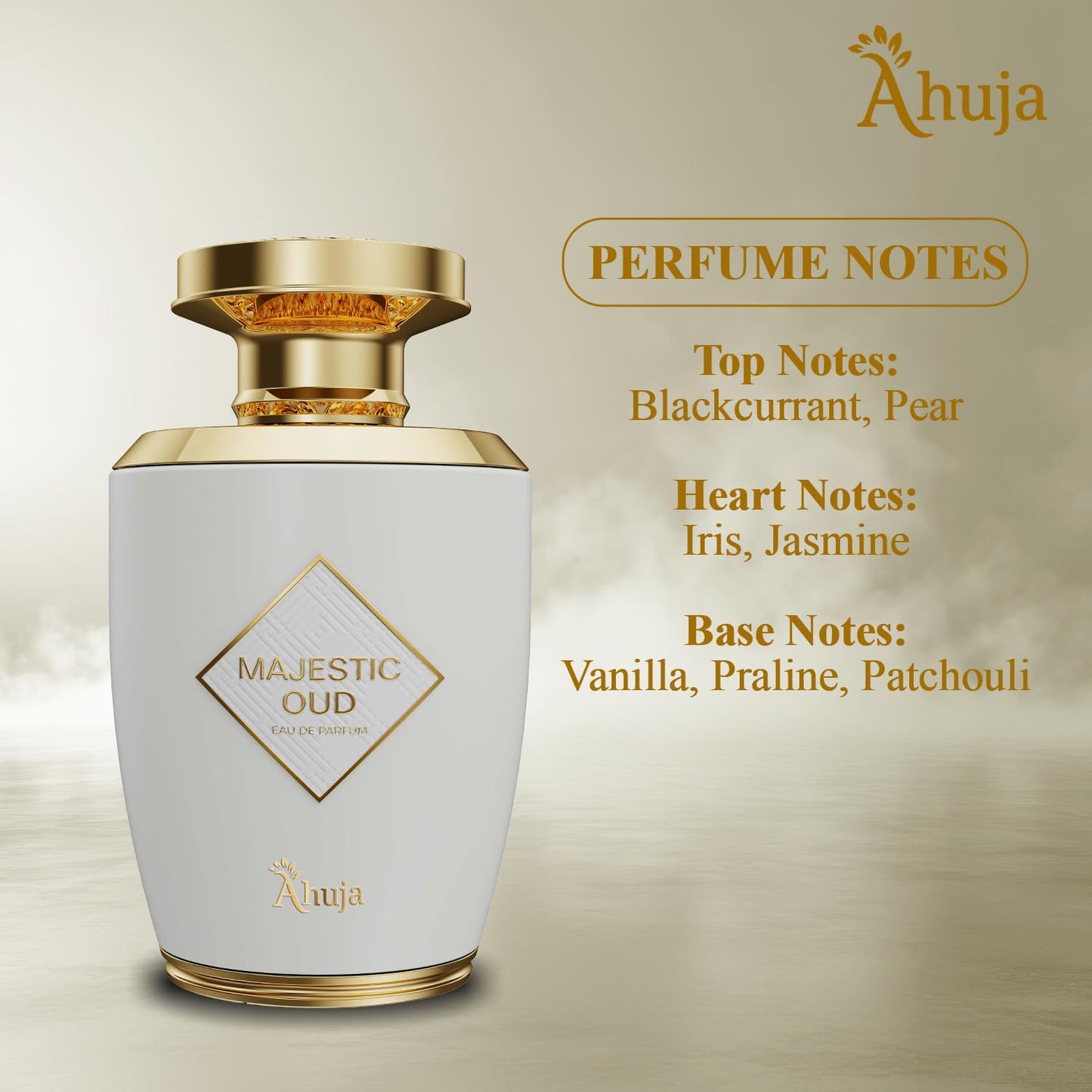 AHUJA Majestic Oud Eau De Parfum 3.4 fl oz | Unisex Luxury Fragrance