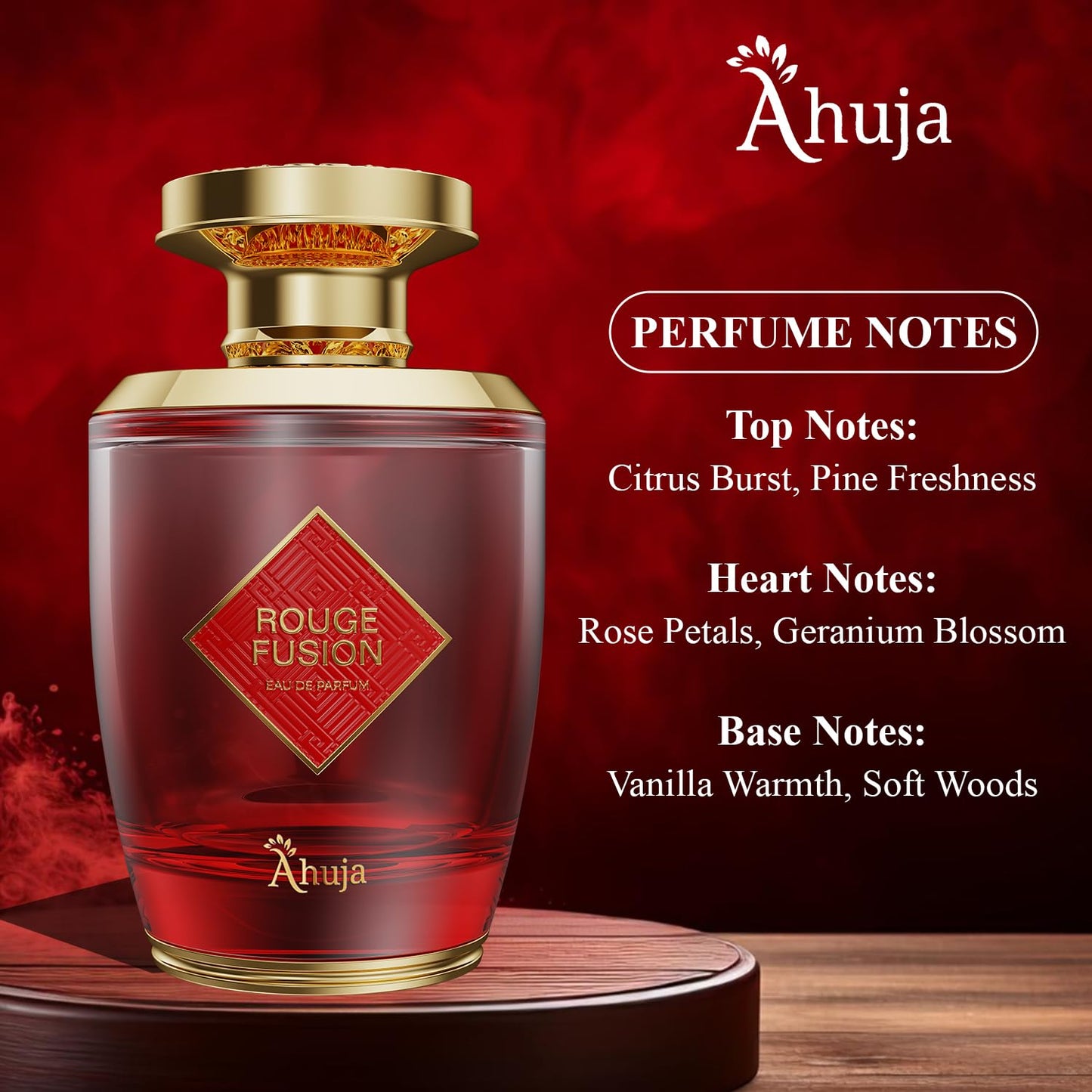 AHUJA Rouge Fusion Unisex EDP | Bold Citrus, Rose & Vanilla