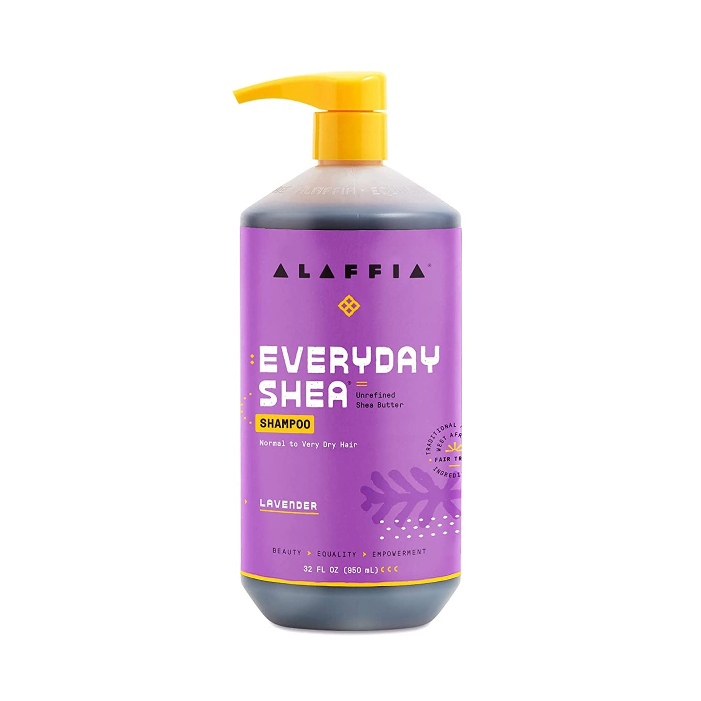 Alaffia EveryDay Shea Lavender Shampoo 2-Pack – Sulfate-Free Moisturizing Shampoo with Shea Butter & Coconut Oil, 32 oz ea