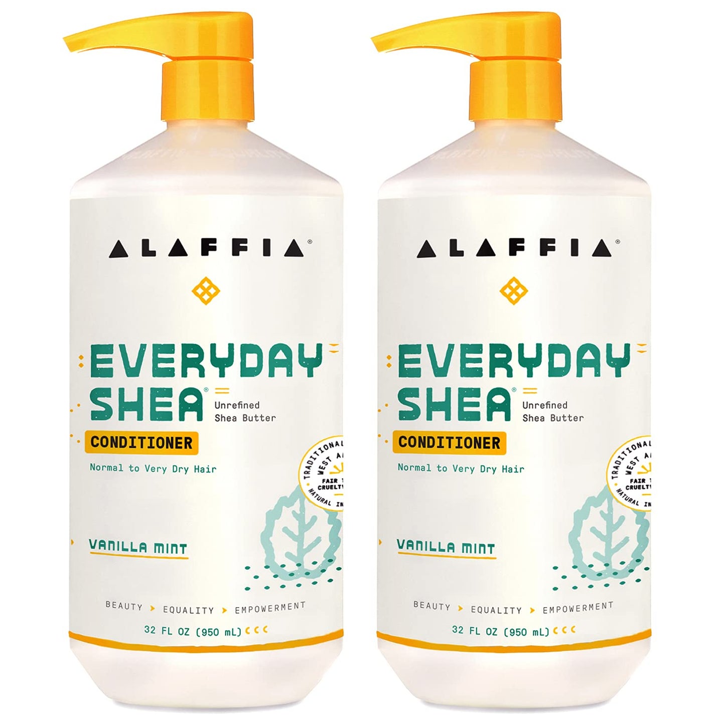 Alaffia EveryDay Shea Conditioner — Moisturize, Restore & Protect | Vanilla Mint, 2 Pack