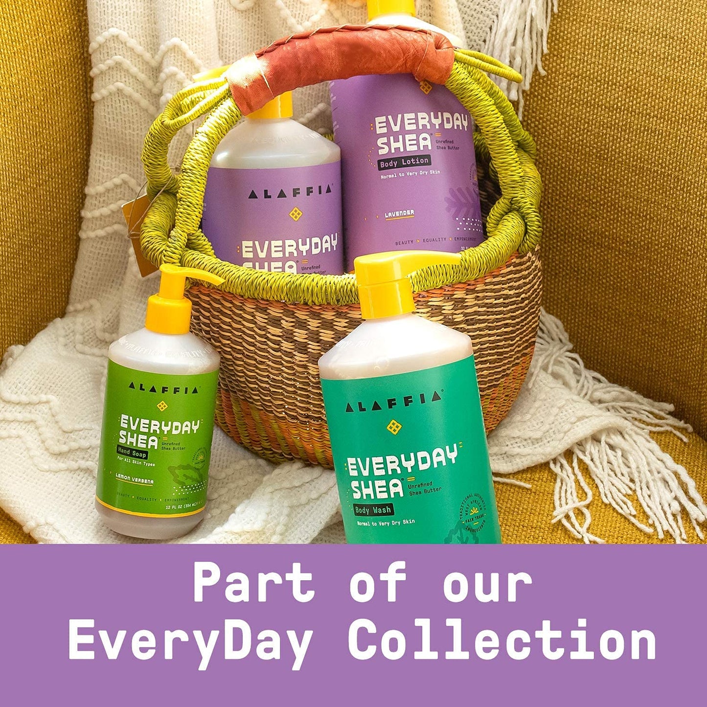 Alaffia EveryDay Shea Lavender Shampoo 2-Pack – Sulfate-Free Moisturizing Shampoo with Shea Butter & Coconut Oil, 32 oz ea