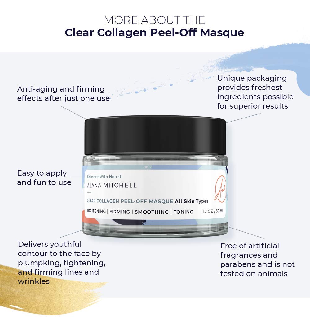 Alana Mitchell Anti Aging Collagen Facial Mask – Peel-Off, Hydrating & Firming (1.7 oz)