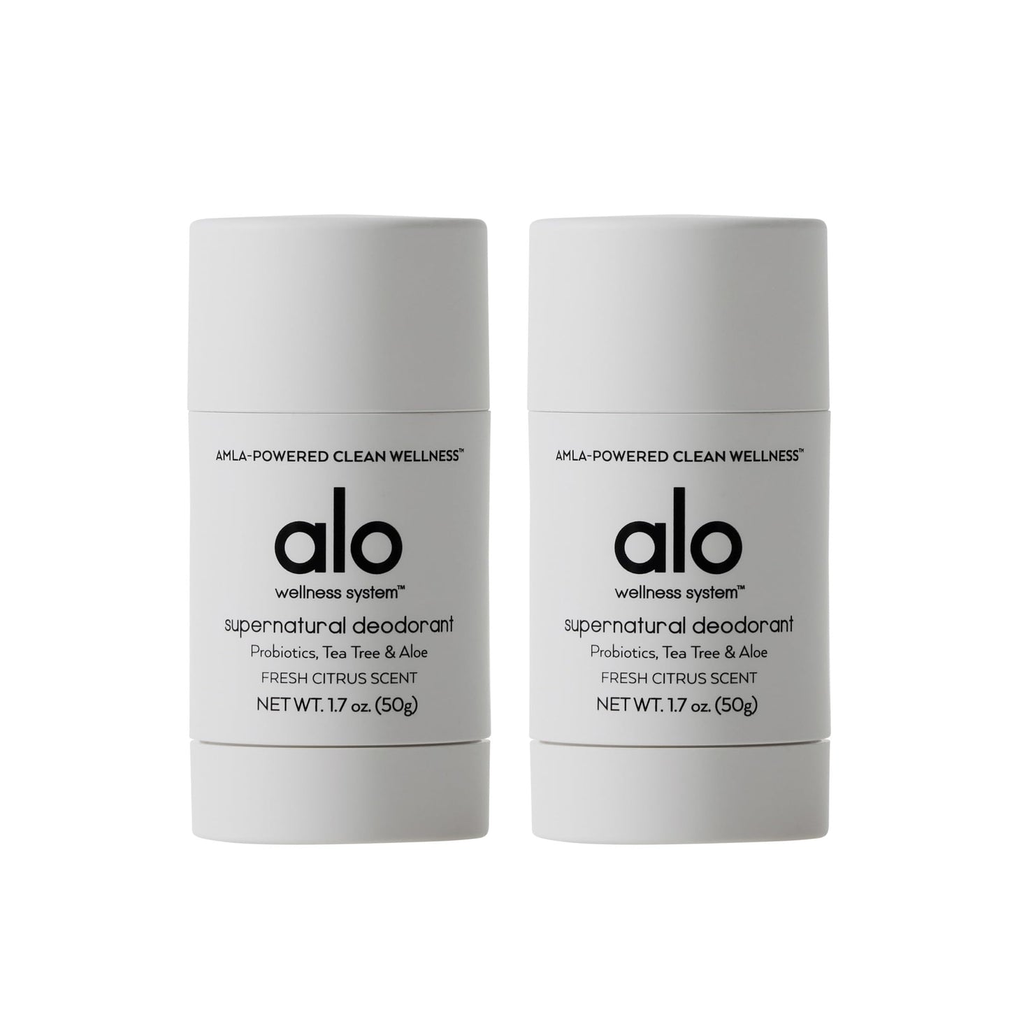 Alo Supernatural Deodorant – Aluminum-Free, Citrus Scent, Aloe + Hyaluronic Acid | Pack of 2